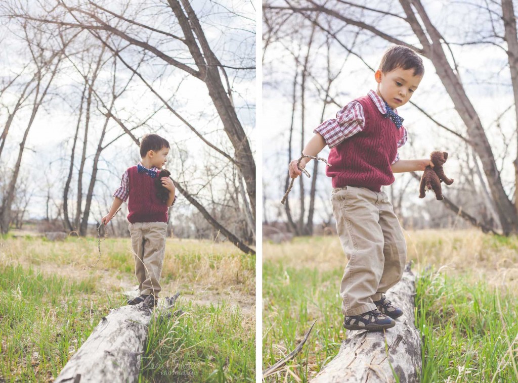 Ethan on logs
